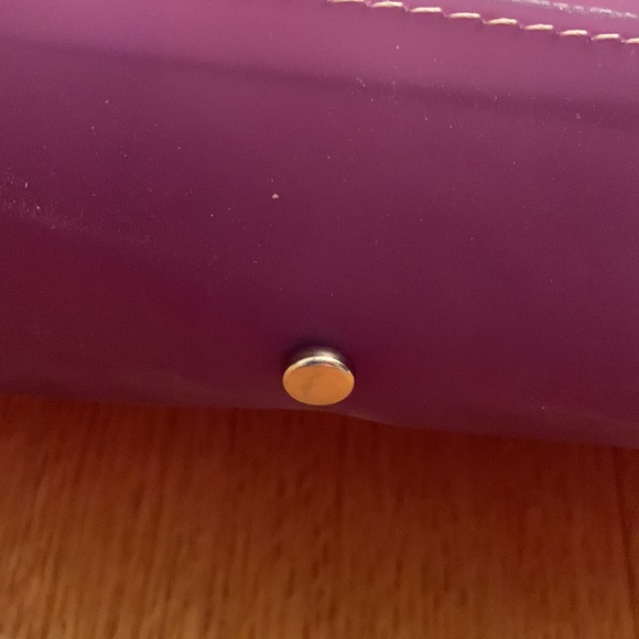 Helen Welsh Italy large purple vegan purse sheer turnlock satchel & wallet VGUC - Picture 11 of 12